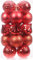 Sea Team 21-Pack Christmas Ball Ornaments with Strings, 80mm/3.15 Large Size Baubles, Shatterproof Plastic Christmas Bulbs, Hanging Decorations for Xmas Tree, Holiday, Wedding, Party, Red