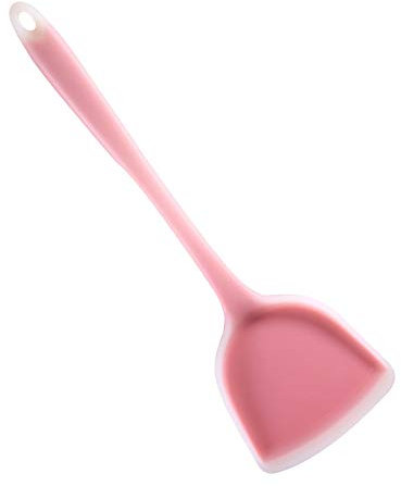 Espátula de wok de silicona, antiadherente, resistente, a las manchas, larga espátula china, fácil de limpiar y apta para lavavajillas, utensilio de cocina sin costuras para cocinar volteador
