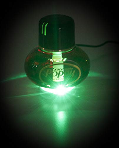 Lufterfrischer Original Poppy, LED-Beleuchtung 5 Volt USB-Stecker, 5 LEDs 7 Farben Farbwechsel, Duft Inhalt 150 ml, für LKW, PKW (Hibiskus)