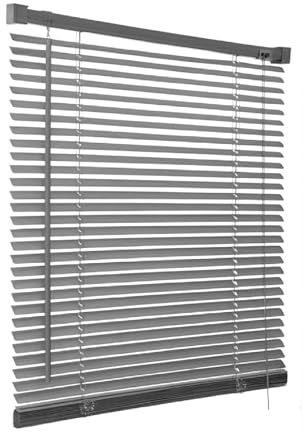 PVC Venetian Blind Blinds Easy Fit Curtains Trimmable Fittings Windows Treatment Shutters Twist Open Close (Grey, 150x150)