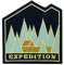 Finally Home Adventure Collection: Expedition Zelten im Wald Patch zum Aufbügeln | Wandern Outdoor Patches, Baum, Bäume, Berge Bügelflicken, Wanderer Flicken, Aufnäher auch für Rucksäcke geeignet