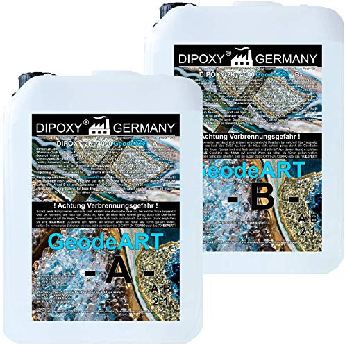 4,5kg Epoxidharz 2K Harz mit Härter EP Laminierharz in Profi Qualität Glasklar und geruchsarm Gießharz Epoxy UV Stab. für Holz Tisch Boden Aquarium Terra Formenbau GFK DIPOXY-2K-4000GeodeART