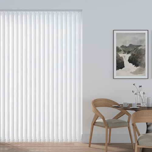Made to Measure Waterproof PVC Blackout Vertical Blinds in Aqualush White | Custom Window Blind Up To 2000mm Width x 2000mm Drop | Light Blocking Complete Rail & Slats