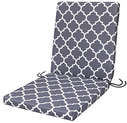 SOFTILLO Waterproof Low Back Chair Cushion With Ties 100x45x4cm | Indoors/Outdoors Patio Seat Pad Cushion For Garden Chairs, Loungers, Recliner, Relaxer | Water-Resistant Material |Marocco Graphite