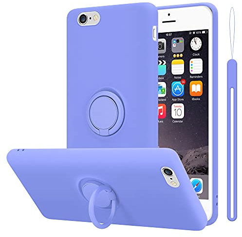 Cadorabo Hülle kompatibel mit Apple iPhone 6 6S Schutzhülle TPU Silikon Case Liquid Design mit Ring Slim Kratzfest Liquidsilikon Microfaser mit Rundumschutz Case Hülle für iPhone 6 6S in Lila
