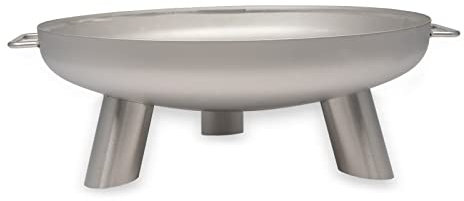 Feuerschale Daytona Edelstahl – Feuerstelle für Draußen: Terrasse Garten Balkon - Design-Schale mit Griffen - Feuerkorb Ø80cm