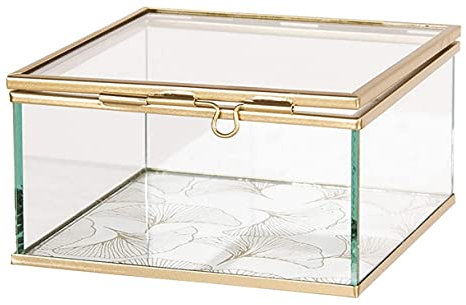 Glasbox Gold Farben n547cla Glas Metallbox Schmuckbox Lotus12x12x6cm Schmuckdose Vintage Nostalgie Ringhalter Ringschatulle Schminkdose Ringbox Schatulle