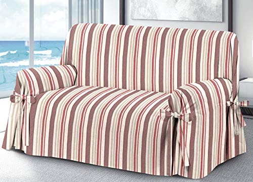 BIANCHERIAWEB Sofabezug mit Schleifen, Sofabezug, 3-Sitzer-Sofaüberwurf, Muster Riviera Bordeaux