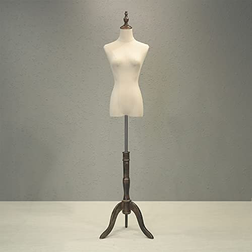 MDCG Weiblich Schneiderpuppe Torso Schneiderpuppe Schaufensterpuppe Halber Körper/Ganzkörper Schaufenster Regal Verstellbare Höhe Basis aus Massivholz ( Farbe : Brown Triangle Base , Größe : High73cm