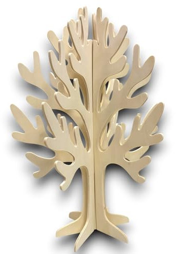 KORAT Albero della Vita in Legno Naturale h. 60 cm Decorazione 3D Albero dei Desideri Espositore Bijoux, per Tableau Matrimonio, Comunione, segnaposto Natale e bomboniere Base 36x36 cm