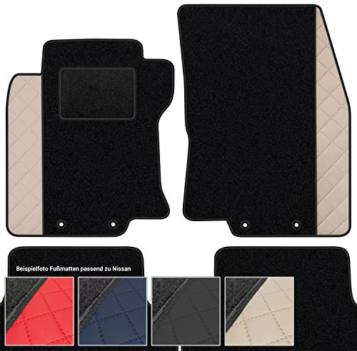 moto-MOLTICO Fußmatten Auto Velours Autoteppiche Schwarz Automatten Set 4-teilig - Auffälliges Design - passend für Nissan Micra K14 ab 2017 (Beiges Muster)
