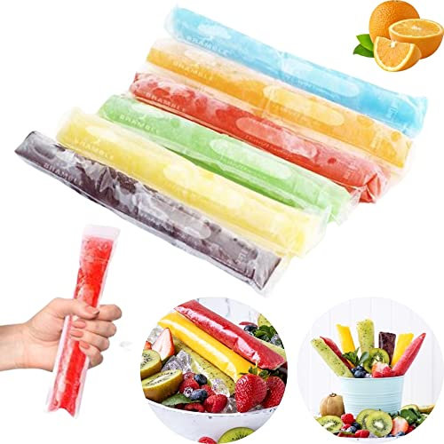 50 Pieces Disposable Ice Pop Bags Leakproof Popsicle Maker with Ziplock for Freezer Pop,Ice Candy,Yogurt,Juice(28 * 5.5CM)