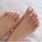 BSLVWG Pure Color False Toe Nails Short Glitter Metal Fake Toenail Full Cover Artificial Foot Nail Tips for Women and Girls(24Pcs) (01)