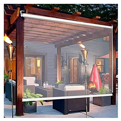 STRMAX Tende avvolgibili trasparenti impermeabili in plastica adatte per esterni giardino, balcone, porta del patio, pergola e gazebo, con raccordi tende a rullo trasparenti, personalizzabile (colore: