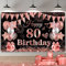 80. Geburtstagsfeier Dekorationen Banner für Frauen, 80. Geburtstag Deko Banner Schwarz Roségold, Extra Groß Stoff 80th Geburtstag Hintergrund Schild Poster Banner für Jubiläum Geburtstagsdeko