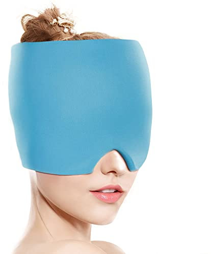 Cappello per Emicrania, Cappuccio per Emicrania, Cappello di Sollievo Emicrania, Terapia del Freddo Cappello Mal di Testa, Cuffia per Mal di Testa, Cappello Contro Migrenes, per Occhi Gonfi (Blu)