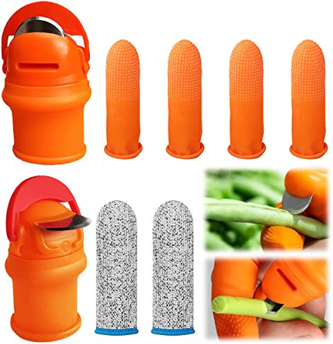 Gardening Thumb Knife, RosyFate 8 Stück Silikon Daumenmesser mit Anti-Schnitt Fingerabdeckung, Fingermesser, Garten Gadget für Obst Gemüse Picking Trimmen Pflanzen
