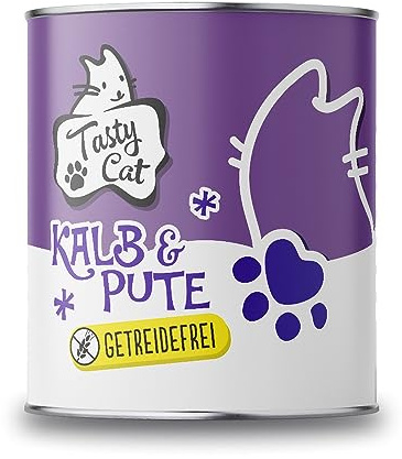 Tasty Cat Nassfutter für Katzen Kalb & Pute 6 x 800g. | getreidefrei | zuckerfrei