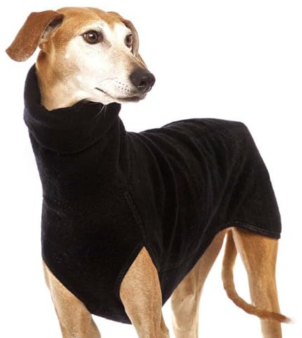 Automne Et Hiver Chaud Lévrier Labrador Berger Chien Vêtements Col Roulé Pull Polaire Extensible Gilet Veste pour Animal De Compagnie Manteau Costumes, Noir, S