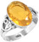 925 Sterling Silber Ring Citrin Quarz Handgemacht Schmuck Größe 66 (21.0) (99019_CIT_R128)