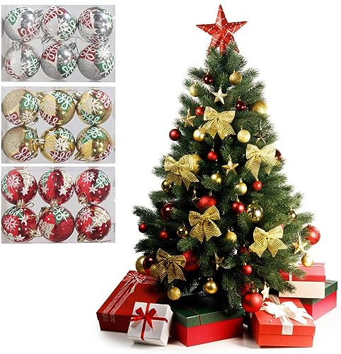 Weihnachtskugeln 18 Stück Christbaumkugeln 6 cm Mini Funkelnde unzerbrechliche Weihnachtskugel Wiederverwendbare und tragbare hängende Weihnachtskugeln für die Weihnachtsbaumdekoration