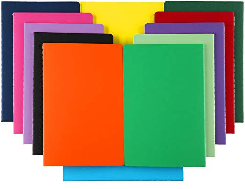 YOOMONA Notizbuch, liniert, A4-Größe, 80 g/m² dickes Papier, buntes Einband, Tagebuch, Notizbuch, für Arbeit, Notizen, Schulbedarf, 12 Stück