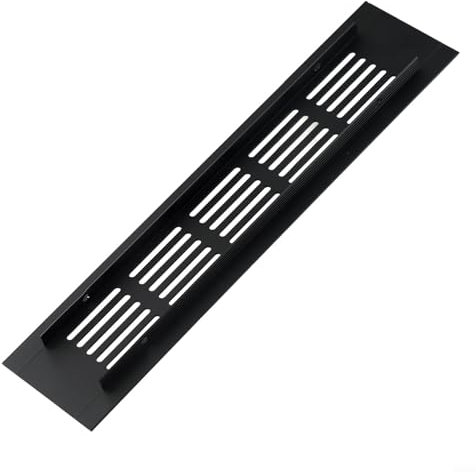 PETSTIBLE Rejilla de ventilación, rejilla de ventilación de aleación de aluminio, puerta de rejilla de muebles negra, adecuada para armarios, armarios (50 x 400 mm)