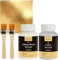 Aolso Gold Leaf Gilding Adhesive Set, 100ml Water Based Metal Leaf Glue and 100ml Varnish for Craft, Golden Leaves Sheets 100 pcs, 2 Brushes, Gold Leaf Kit for Craft, Painting and Arts