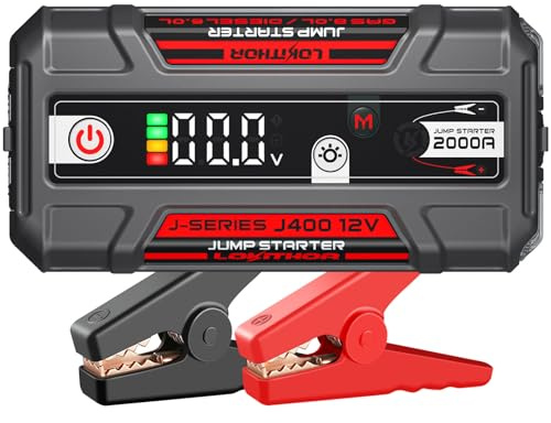 LOKITHOR J400 Démarreur Batterie Voiture 2000A Booster Lithium 12V | Pour Essence 8,0L et Diesel 6,0L