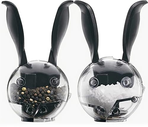 Syiyunran Manuelle Pfeffermühle Salzmühle Salz- und pfeffersalzmühlen - Kaninchenform 1pcs schwarz, aus ABS+PS-Keramik, Kneifohren zur Benutzung - auch als Pfeffermühlen, Gewürzmühle verwendbar