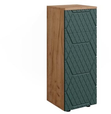 Vicco Midischrank Irma, Goldkraft Eiche/Grün, 30 x 81 cm mit 1 Schublade, 2 Fächer, Badezimmer