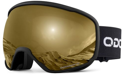 Odoland Skibrille Erwachsene Ski Goggles für Damen und Herren Jungen,Sphärisch Snowboardbrille UV-Schutz Kompatibler Helm Anti Fog für Skifahre Verspiegelt BJ