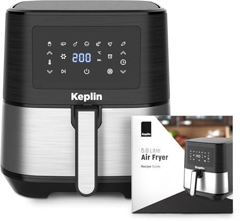 Keplin 5.8L Air Fryer - 1700W Oil-Free Cooker with 7 Presets Energy Efficient, Non-Stick, Dishwasher Safe Basket -Includes Quick Start Guide - Roast, Bake, Dehydrate, Crisp (5.8L)