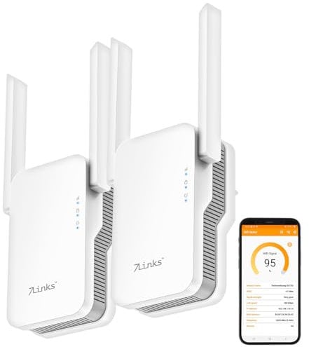 7links Dual Repeater: 2er-Set WiFi-6-Dualband-Repeater, bis 3.000MBit/s, WLAN-Mesh, LAN-Port (Dualband WLAN Verstärker, Booster)