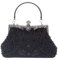 CORIOS Vintage 1920s Clutch Tasche Damen Handgemachte Perle Handtasche Abendtasche Elegante Schultertasche Kette Umhängetasche Klein Tasche Hochzeit Bankett-Party Abschlussball Tasche Schwarz
