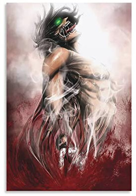 JINLIMAO Druck Auf Leinwand 40 * 60CM Senza Cornice Eren Yeager Attack on Titan Anime Print Picture Paintings for Living Room Bedroom Decoration