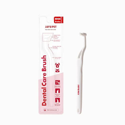 JAYU PET Dental Care Brush (Edge Bristles) 1ea - Micro Round Head Dog Toothbrush, Cat Toothbrush, Dental Care, Perfect for Kitten & Small Breed with End-tuft Diagonal-Shaped Bristle & Easy Grip Handle