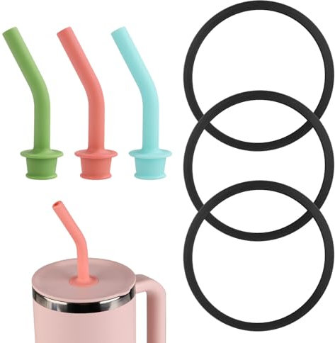 Lot de 3 Joints pour Bouteille d'Eau avec 3 Pailles, Joint d'Étanchéité de Rechange pour Hydro Flask Travel Tumble Bouteille d'Eau 32/40OZ