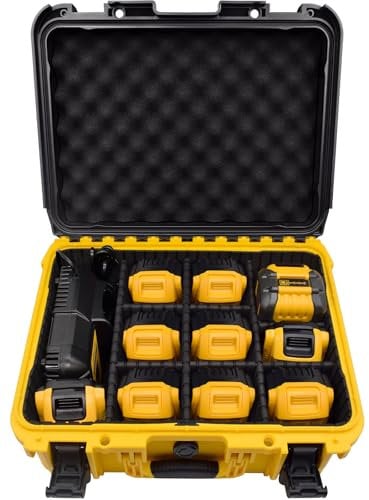 Battery Case for Dewalt Battery- Extra Large Hard Storage Box with Adjustable Dividers for Dewalt 12V/20V/60V Battery & Charger, Durable ProtectiveTool Battery Organizer for Dewalt (CASE ONLY)