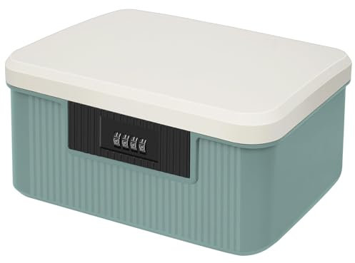 HOTOOLME 2 Schicht Medizinbox 9L Medikamenten Aufbewahrung Blau Medizinkoffer Klein Aufbewahrungsbox abschließbare Box aus ABS mit Zahlenschloss für Medikamente, Süßigkeiten, Wertsachen