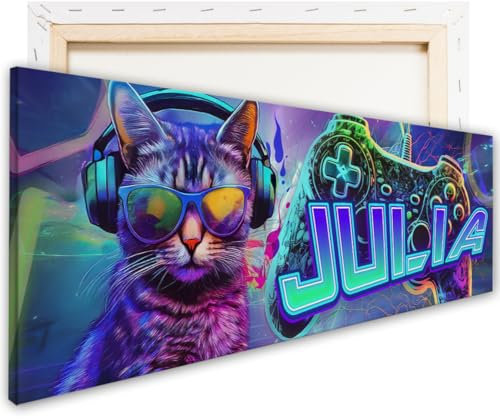 tjapalo® zp104 Leinwandbild Gamer Bild mit Namen personalisiert gaming Wanddeko gamer Bild für die Wand Wandbild Jugendzimmer gamer Bilder gaming zimmer Bilder für Teenager gaming bilder Kinderzimmer