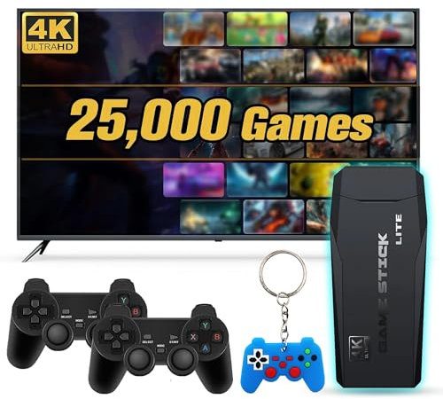 Retro Tv Video Games Console: 4K Retro Video Games Console USB Plug in TV with 64G Card - Plug & Play Retro Game Console with Dual Wireless Controllers, 20000+ Classic Games