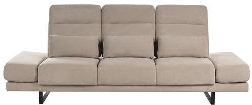 Beliani 3-Sitzer Sofa Stoff beige/Taupe verstellbare Sitztiefe Armlehnen 3 Kissen Ikast