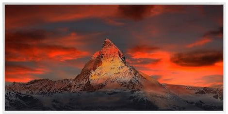 Behaglich Infrarotheizung Bild 800W - Schnellwärmend in 1-3 Min. - Energieeffizient mit Überhitzungsschutz - Flüsterleise - TÜV & 10 Jahre Garantie - Abendrot