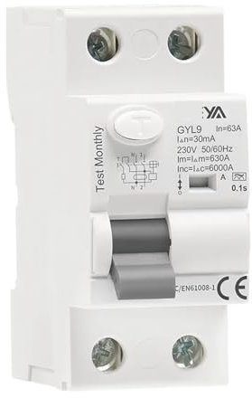 Disjoncteur différentiel électromagnétique type A, différentiel CA bipolaire 40 A, 63 A, 30 mA, 100 mA, 300 mA(2P 40A,30mA)