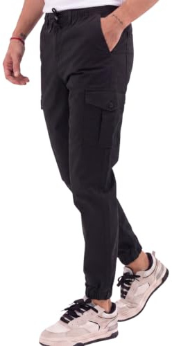 COMEOR Cargohose Herren Stretch Relaxed Fit – Chino Hose Baumwolle Männer Cargo Outdoorhosen, Wanderhose, Baggy Freizeit mit 6 Taschen & Kordelzug