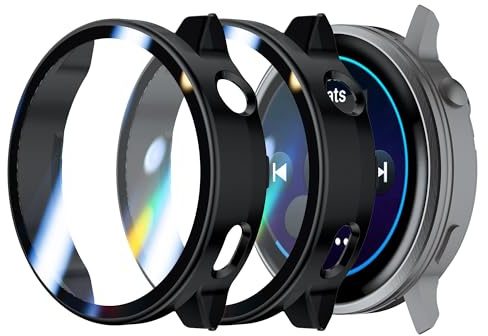 Rojeuinn 2 Stück Hülle für Garmin Venu 4 41mm Schutzhülle mit Displayschutz, Hard PC 360° Rundum Anti Kratz Anti Staub Ultradünne Schutzhülle-Schwarz