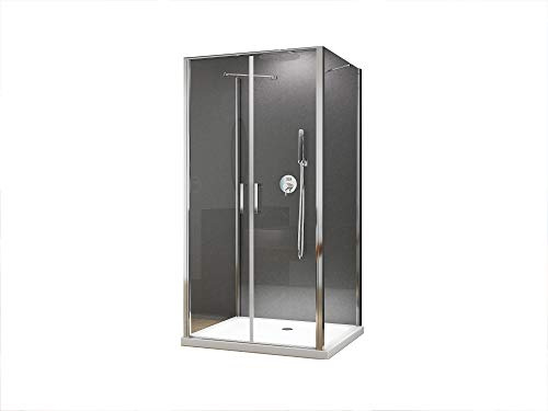 BuyLando.Shop [Typ-Nora´s] U Form Duschkabine - Dusche - ESG - Variationen (100x80x195cm + Duschwanne + Ablauf)