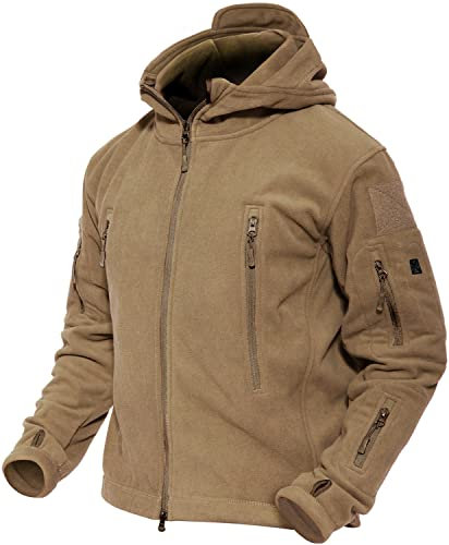 MAGCOMSEN Men 's Windproof Warm Military Tactical Fleece Jacket Brown 2XL New