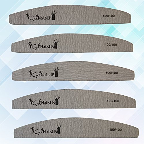 Gelnailsuk 5pcs Grey Nail Files Buffer Sanding 100/100 Grit Zebra Moon Emery Board Nail Art Tips Manicure Pedicure